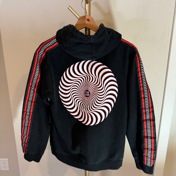 Spitfire The End Stripe Sleeve Graphic Hoodie in Black/Red Unisex Mens SM - Picture 5 of 7